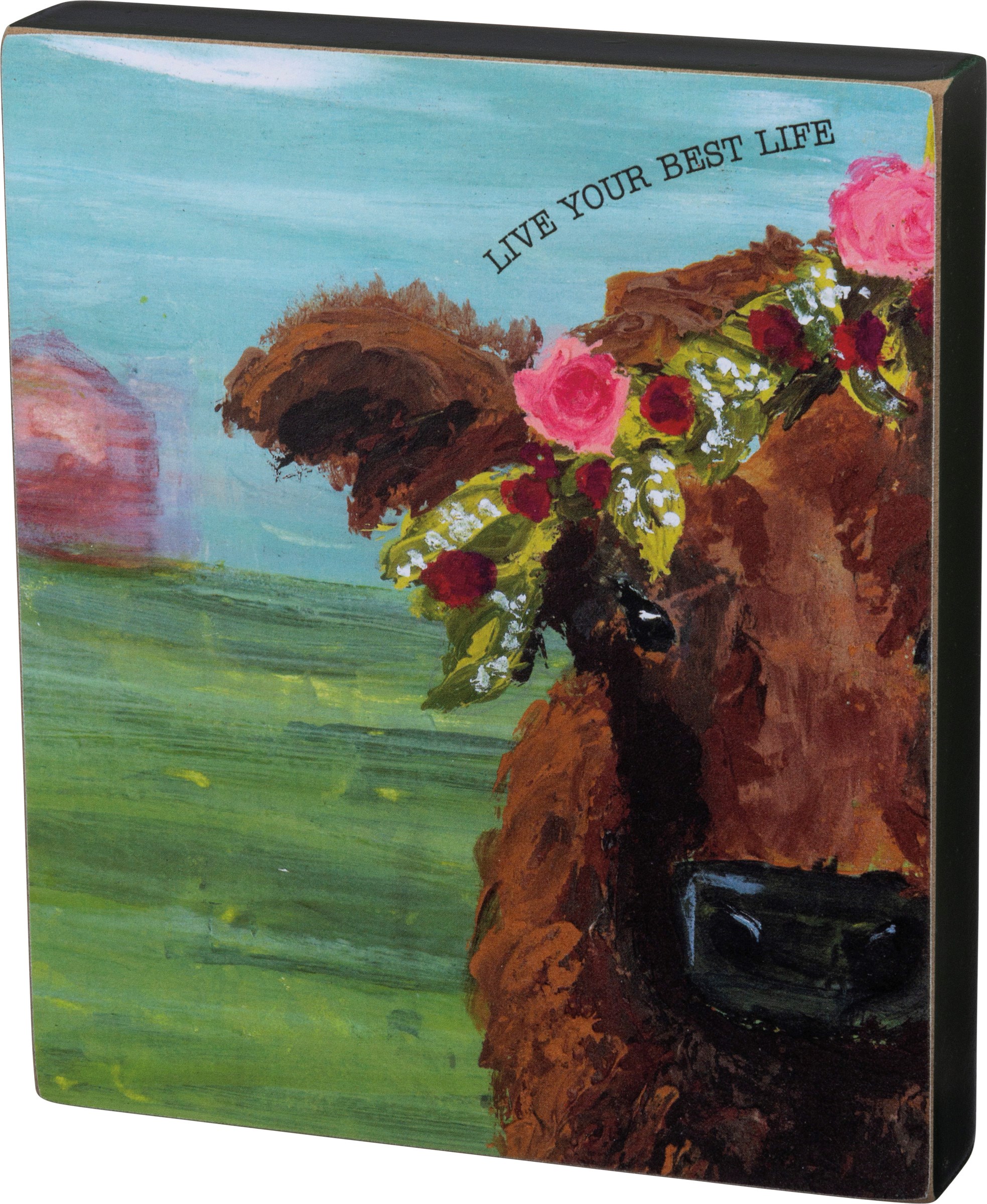 Primitives by Kathy Friendship Heart Gallery Block Sign Today is A Good Day 7 x 6 